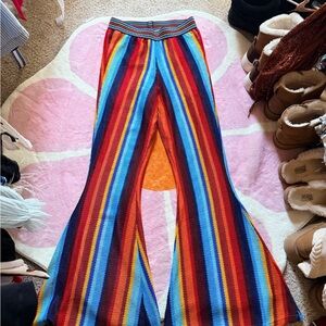 Judith March Rainbow Striped Knit Flare Pants